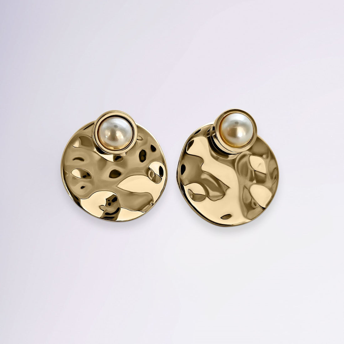 Boucles d’oreilles dorées avec perle Rose