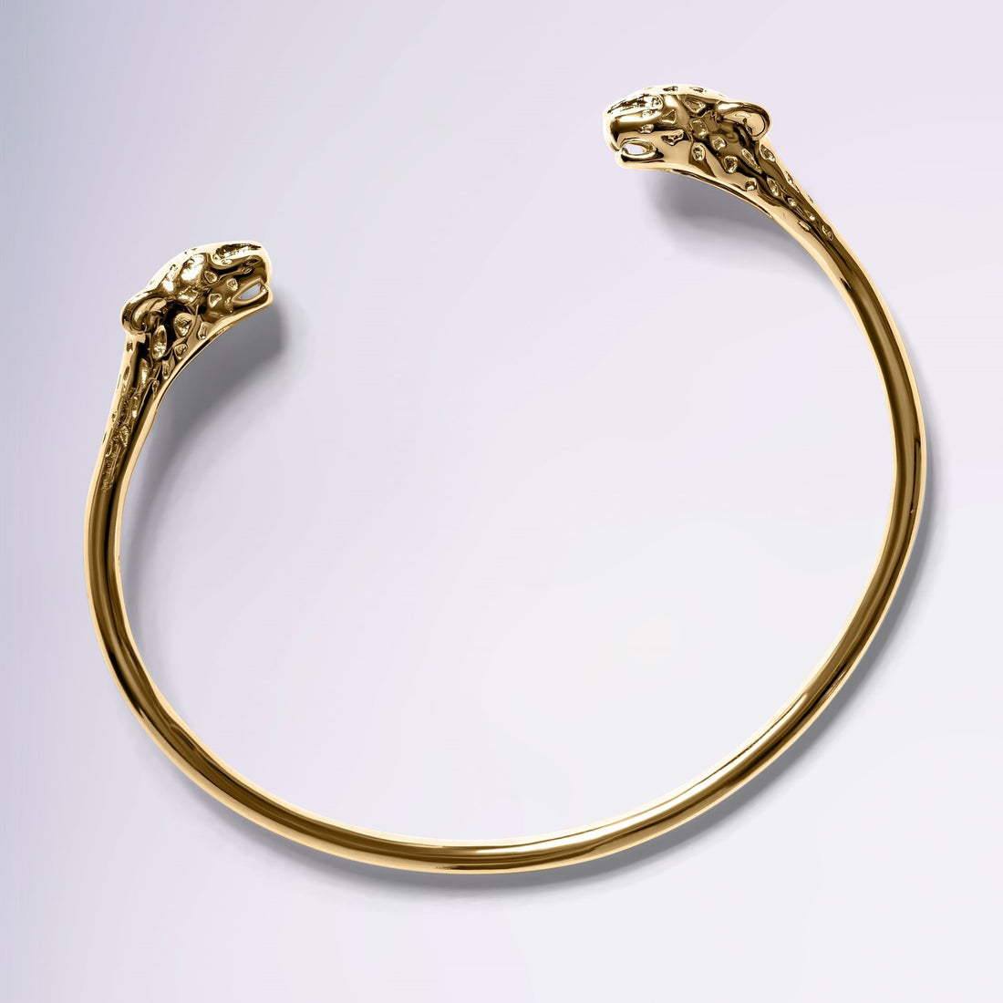 Bracelet Pantera, jonc tête de panthère en plaqué or 18K, vue de face